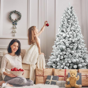 Sapin de Noël artificiel épais et floqué de haute qualité pour intérieur, 1,5 m, 1,8 m, 2,1 m, avec lumières LED - Product Image 2
