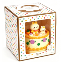Boîte à gâteau personnalisée avec fenêtre et poignée, recyclable, qualité alimentaire, pour boulangerie, desserts à emporter, emballage en gros