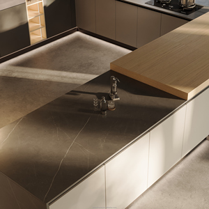 Armadio da cucina di lusso italiano di fascia alta moderno laminato verniciato bianco completo finitura Flat Pack per ville melamina bordo cerniera - Product Image 2