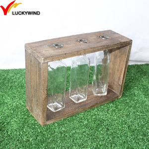 Desktop Plant <span class=keywords><strong>Terrarium</strong></span> mit Glas Reagenzglas Vase Hydro ponic Reagenzglas Pflanzer mit Retro Holz ständer Glas Luft Pflanzer Halter - Product Image 3