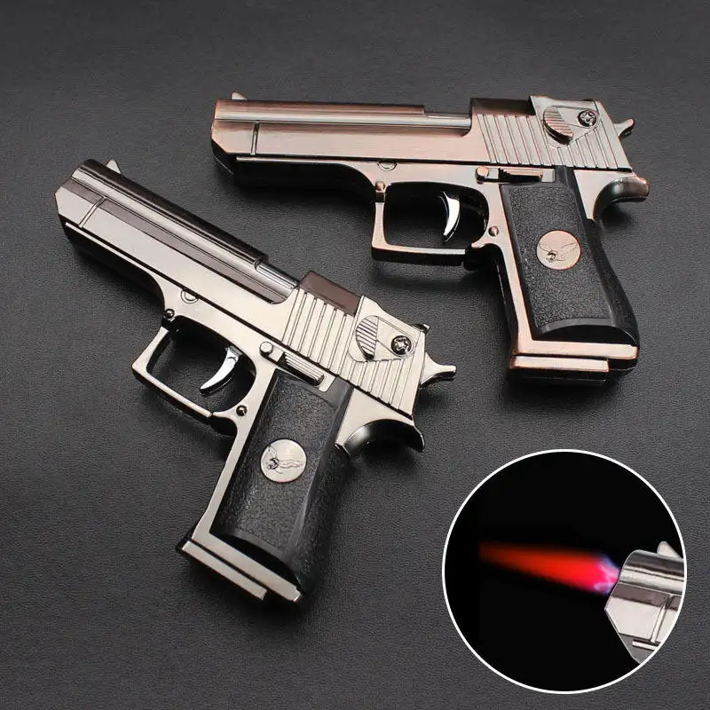 Metal Desert Eagle recarregável isqueiro butano tocha isqueiros para modelos do brinquedo