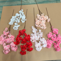 S0403 Vente en gros pas chère de tiges de fleurs de cerisier en soie blanches et roses japonaises, fausses branches de fleurs de sakura, fleurs de cerisier artificielles