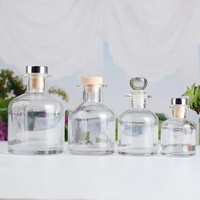 Lot de 100 flacons diffuseurs d'arômes ronds transparents de 50 ml, 100 ml, 150 ml, 200 ml avec bouchon en liège, boîte de luxe vide pour bâtonnets