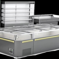 Congélateur commercial en acier inoxydable de grande taille, personnalisé, avec îlot de refroidissement par air, pour magasin de détail