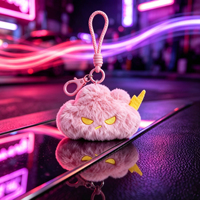 En gros Porte-clés en peluche Angry Cloud avec décor éclair, pendentif de sac et ornement mignon pour sac à dos