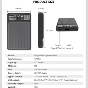 Cargador Portátil Magnético Inalámbrico de 10000mAh, Batería Externa Delgada con Carga Rápida PD22.5W - Product Image 3