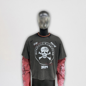 Stile Streetwear personalizzato in stile 100% dei pesi massimi in cotone Vintage con pietra lavata a strati t-shirt manica lunga da <span class=keywords><strong>uomo</strong></span> - Product Image 3