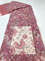NI.AI Nouvelle dentelle élégante perlée avec pierres brodées et paillettes, tissu en dentelle filet pour robes de mariée, fêtes et anniversaires