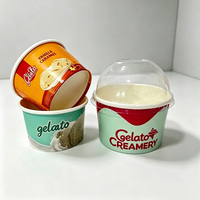 Gobelet et bol à glace en papier à paroi simple, biodégradable, écologique, jetables, avec couvercle, impression de logo personnalisée