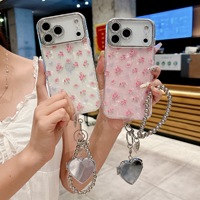 Coque de téléphone tendance motif floral bleu clair, compatible avec Apple 17 Pro Max, iPhone 16 haut de gamme, iPhone 15 portable, iPhone 14