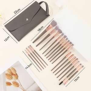 20pcs Eye Fan Makeup Brush <b>Set</b> Black Synthetic Hair Plastic Handle <b>Large</b> Cruelty Free Vegan Cosmetic Brush Kit - Product Image 2