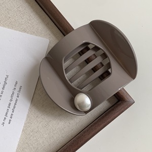 Pinza de Pelo Retro Negra con Perla, Pinzas de Pelo de Plástico Brillante Tipo Pico de Pato para Mujer, Accesorio de Peinado de Color Sólido - Product Image 5