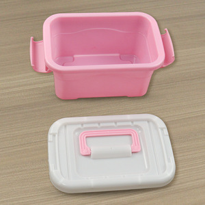 Pink Plastic <b>Storage</b> <b>Box</b> With Lid 16x10x7.5cm For Toys And Detergent Pods Kids Organizer Rectangle Container - Product Image 4