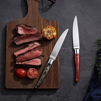 Ensemble de couteaux à steak en acier inoxydable personnalisés OEM, manche en bois, couteaux à steak, couteau de table, couverts pour restaurant et maison