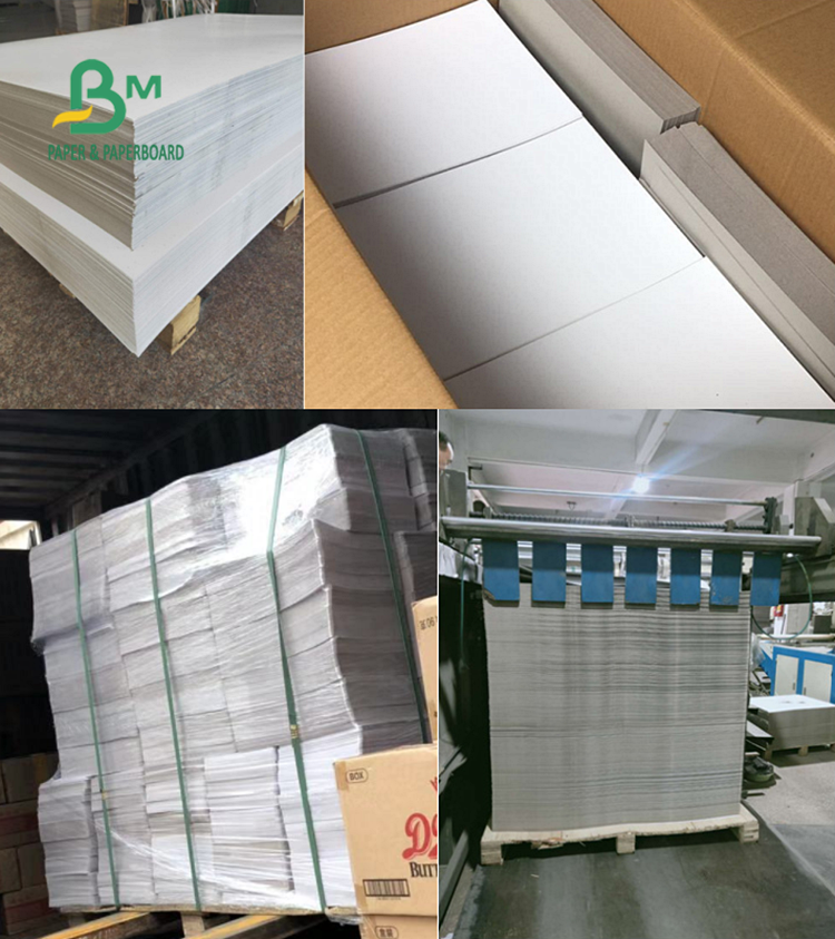 White Clay Coated Duplex Board , Recycled Pulp Gray Back Board 0.3mm - 2mm Thick