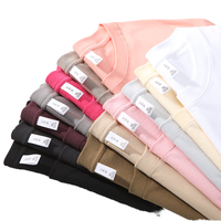 210g 100% katoenen gebreide O-hals effen casual zomer T-shirt voor heren & dames, korte mouw, anti-pilling, loose fit