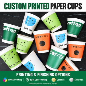 Gobelets à café en papier à paroi simple imprimés sur mesure 7oz 8oz 9oz jetables pour boissons chaudes Vente en gros directe usine Faible MOQ - Product Image 2