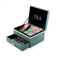 Boîte à thé en bois faite à la main Twinings Black de Jeddah, Arabie Saoudite, avec 8 compartiments, boîte à sachets de thé en MDF, gravure laser, couleurs personnalisables