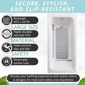 <b>Non</b> <b>Slip</b> Bath Tub <b>Mat</b> Durable PVC Bathroom <b>Mat</b> Machine Washable Shower <b>Bathtub</b> <b>Mat</b> with Suction - Product Image 3