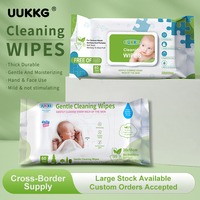 Lingettes humides douces UUKKG 60/80 pièces, 0% d'alcool, sans parfum ni pigments, lingettes jetables pour bébé, emballage personnalisé disponible, faible MOQ