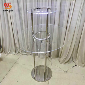 แผงอะคริลิคทรงสูงทรงสูงแบบยูเอฟโอแผง LED ฐานเงินขาตั้งสำหรับตกแต่งโต๊ะดีไซน์ใหม่เรียบ - Product Image 1