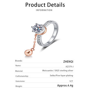 Ventes directes d'usine S925 Silver Female Rotating Bead Ring Incrusté de Moissanite Cool Single Moissanite Ring - Product Image 6