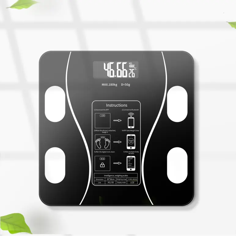 Báscula de peso Personal electrónica para el hogar, balanza Digital de 180kg de grasa corporal con aplicación gratuita para pesar grasa