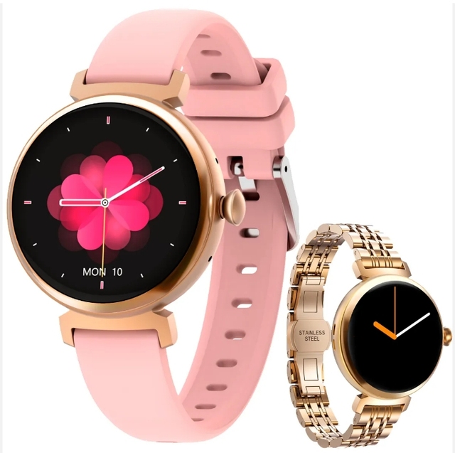 DM70 Smart Watch Women Waterproof BT Call 1.04inch Amoled Screen Health Monitoring Sports Modes Voice Assistant Lady Smartwatch