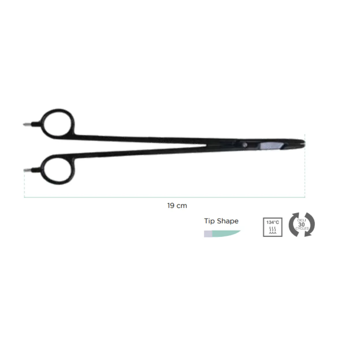 Fórceps bipolar de ponta para cirurgia - 19cm Clamp Scissors | Esterilidade garantida para operações seguras