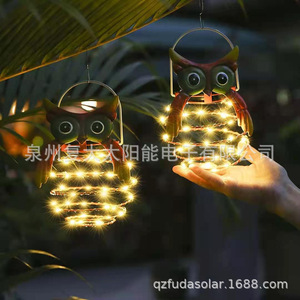 Lampe solaire hibou LED pour jardin extérieur, décoration suspendue, lampe hibou spirale en métal - Product Image 4