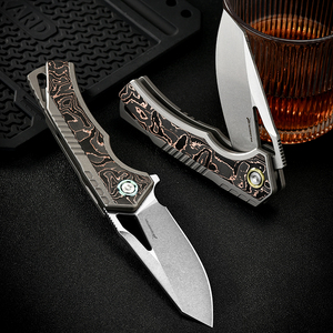 PioneerEDC M390 Taschenmesser aus Titanlegierung, Klappmesser für Outdoor, Tragbares Taktisches Messer, Multifunktionales Messer mit Glatter Klinge, Kartonöffner - Product Image 1