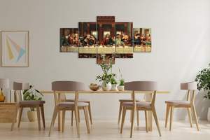 Personnalisé à <span class=keywords><strong>la</strong></span> demande 5 pièces <span class=keywords><strong>la</strong></span> dernière <span class=keywords><strong>Cène</strong></span> Art mural Léonard <span class=keywords><strong>de</strong></span> <span class=keywords><strong>Vinci</strong></span> religieux Jésus peinture décor toile Base Commande minimum 1 - Product Image 4