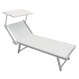 Outdoor aluminum reclining folding sun lounger with canopy