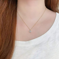 Ciondolo in Oro 18K con Diamante Coltivato in Laboratorio, Minimalista e alla Moda, a Quattro Griffe, Versatile, Taglio Principessa, Collana da Donna, Charm Delicato