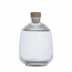 Bouteilles diffuseuses <span class=keywords><strong>de</strong></span> vin et <span class=keywords><strong>de</strong></span> spiritueux rondes en verre transparent scellées avec bouchons en <span class=keywords><strong>bois</strong></span>/verre, vides, pour décantation haut <span class=keywords><strong>de</strong></span> gamme, 500 ml - Product Image 1