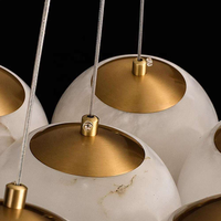 Suspension LED Nordique à Hauteur Réglable Anti-Éblouissement avec Interrupteur, Lampe Suspendue Moderne pour Salle à Manger, Bureau, Hôtel, en Albâtre