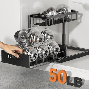 ชั้นวางของใต้ซิงค์แบบเลื่อนได้ 2 ชั้น US Kitchen Slide สำหรับจัดเก็บของในห้องน้ำและห้องครัว ทำจากโลหะ - Product Image 4