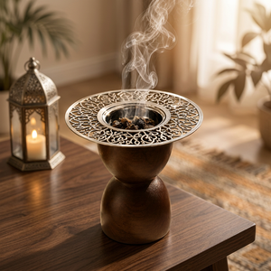 Quemador de incienso de bronce con diseño de metalería intrincada, difusor de aromaterapia para fragancia del hogar, uso durante todo el año, decoración para Ramadán y Eid. - Product Image 1