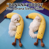 Coussin en peluche banane pour animaux de compagnie, jouet à câliner incurvé, repose-tête pour chien et chat, en velours cristal et coton, lavable en machine pour chiots et chatons