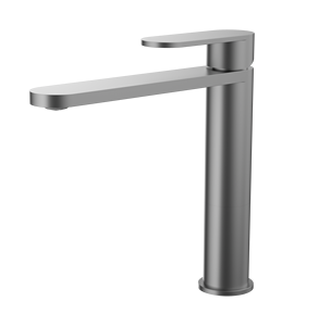 Grifo Mezclador de Lavabo de Palanca Larga con Manija Plana, Acabado Plateado Cepillado/Gris Metálico/Dorado Champaña, Montaje Giratorio 360° en Cubierta, Baño Moderno, Fabricación OEM - Product Image 2