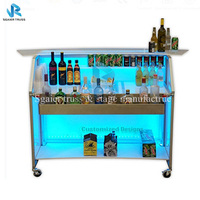 Comptoir de Bar Arc Pliable et Mobile à Cocktails avec Éclairage LED