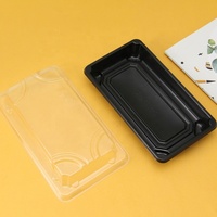 Japanse sushi-schaal, composteerbare plastic sashimi-doos, afhaallocatie voor eten, kleine zwarte plastic doos