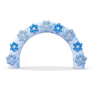 Arche de Noël gonflable avec motif pingouin et Père Noël, taille 5,6x4,9x4mH, matériau PVC de qualité commerciale - Product Image 1