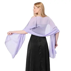 Eleganter hellvioletter Chiffon-Schal für Frauen Hochzeits-und Abend party kleid Wraps Braut-Brautjungfer-Schal 200*70cm