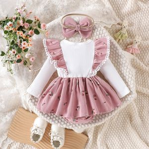 Oferta Especial: Conjunto de <span class=keywords><strong>Dos</strong></span> Piezas para Bebé, Novedad Primavera-Otoño, con Manga Larga, Mangas Volantes, Diseño de Lazo y Bolsillo, Abrigo y Correa para el Cabello - Product Image 2
