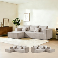 Canapé d'angle modulaire moderne en tissu microfibre velours côtelé de 105 pouces, trois places, assise profonde, chaise longue gauche inclinable pour salon