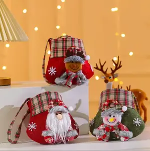 Directamente de fábrica de alta calidad nueva bolsa de dulces de Navidad de dibujos animados no tejidos bolsa de regalo bolsa de Apple Favor colgante para niños