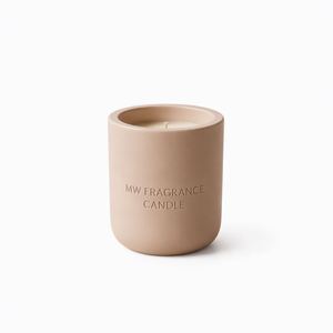 Bougie parfumée en céramique beige mat MW à une seule mèche, minimaliste, aromathérapie pour la décoration de la maison - Product Image 1