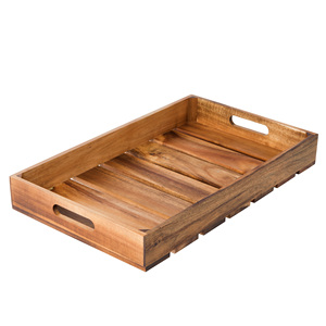 Bread Fruit Food Vegetable Kitchen Bin Acacia Wood Display Storage Crate Box