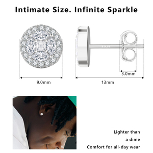 925 Silver Ball Shape Crystal Halo <b>Stud</b> Earrings Women <b>Men</b> Classic Jewelry Claw Setting White Gold Plated Hip Hop Party Gift - Product Image 3